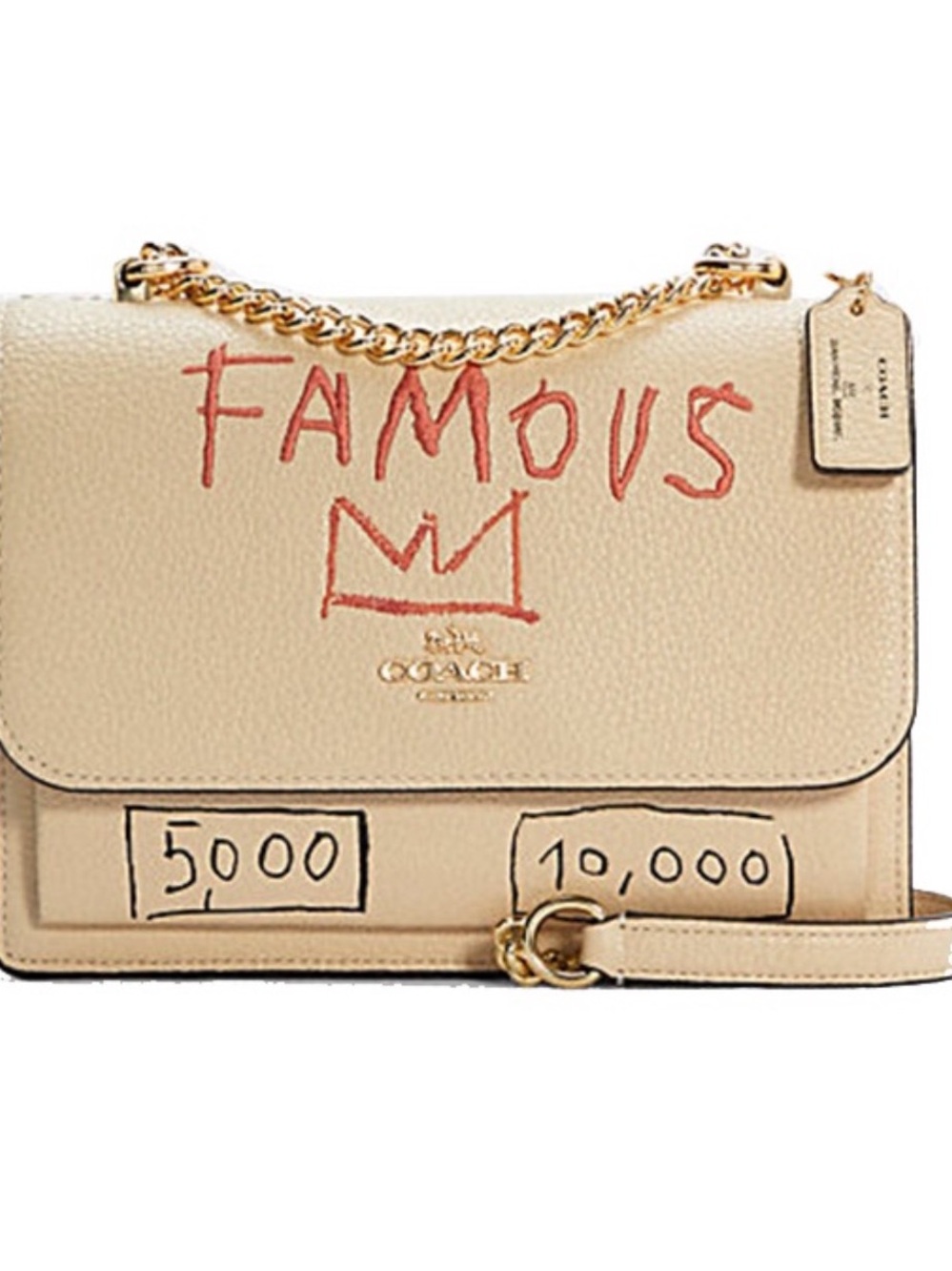 Coach X Jean-Michel Basquiat Klare 21 Leather Shoulder Bag with Gold Chain